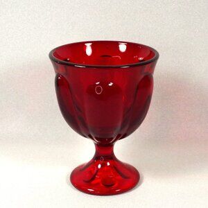 Vintage Viking Glass Epic 6 Petal Ruby Red Footed Candy Dish, Footed Compote